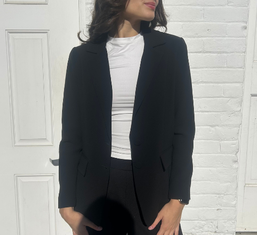 Drew - Bette 2-Button Crepe Jacket in Black