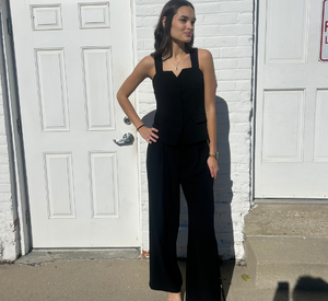 Drew - Eliza B Crepe Tuxedo Trousers in Black