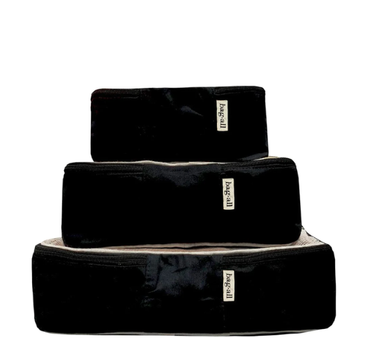 Bag-all - Cotton Packing Cubes, Print 3-Pack, in Black