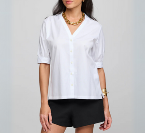 Hinson Wu - Elbow Sleeve Button Down Shirt in White
