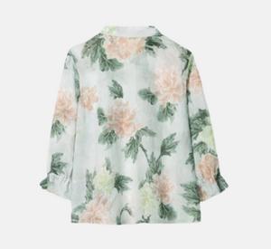 Luisa Cerano - Floral Print Blouse in Green and Pink Multi