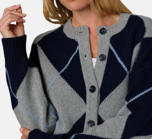 Joe's Jeans - Relaxed Fit Cardigan in Blue Argyle