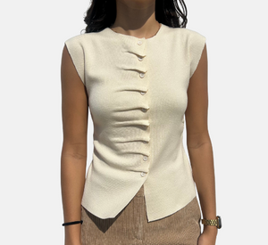 Suncoo - Pagni Sleeveless Button Top in Ivory