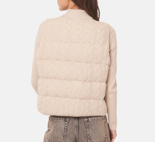 Repeat - Reversible Cable Knit Vest in Natural