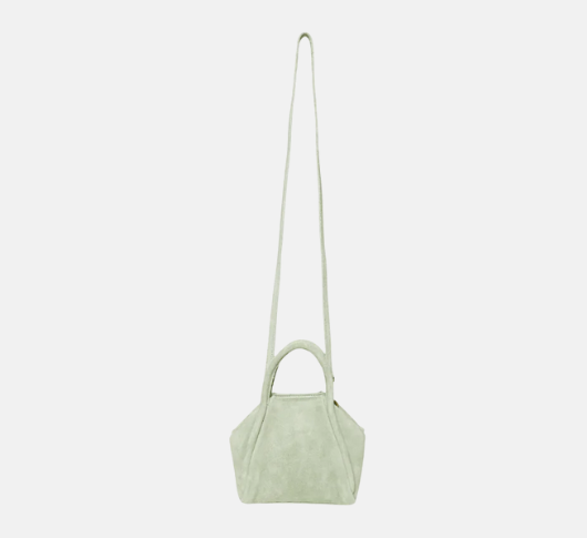Oliveve - Mini Taya Top Handle and Crossbody Suede Bag in Seafoam