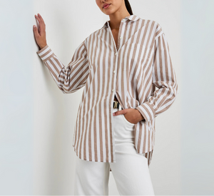 RAILS - Elsa Button Down Shirt in Russet White Stripe