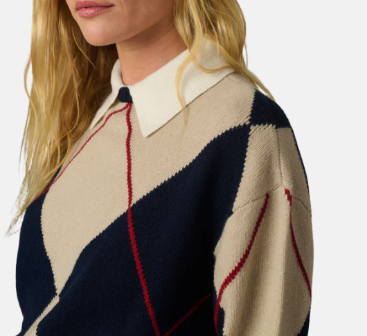 Joe's Jeans - Argyle Collared Sweater in Navy Multi