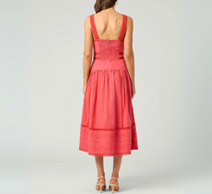 SHOSHANNA - Cotton Poplin Midi Dress Sundress in Persimmon