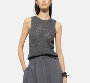 Luisa Cerano - Bouclé Knit Sleeveless Top in Cool Grey