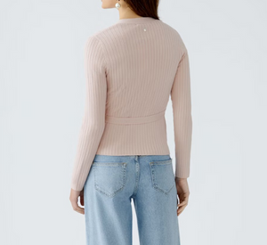 OUI - Long Sleeve Wrap Sweater in Peach