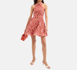 Veronica Beard - Beau Linen Halter Dress in Persimmon Multi
