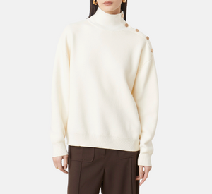 SUNCOO – Paxton Sweater with Shoulder Detail in Ivory