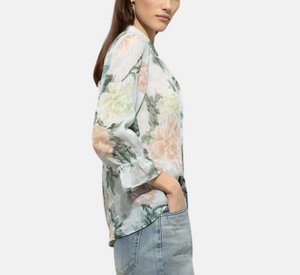 Luisa Cerano - Floral Print Blouse in Green and Pink Multi