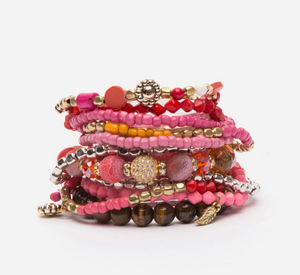 FRANCES VALENTINE - Sayulita Beaded Bracelet Stack in Pink Multi
