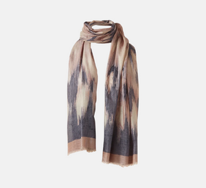 Kinross Cashmere – Ikat Print Scarf in Black Multi