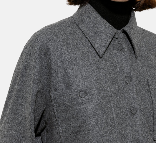 Luisa Cerano - Flannel Shirt Jacket in Grey