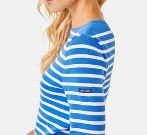 Saint James - Striped Top with 3/4 Sleeves in Royal Blue and White