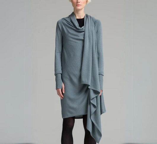 NFP - Long Sleeve Merino Wrap/ Cape in Mist Grey