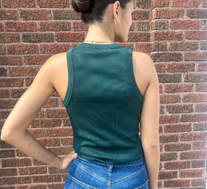 Veronica Beard - Jordyn High Neck Ribbed Tank in Pine