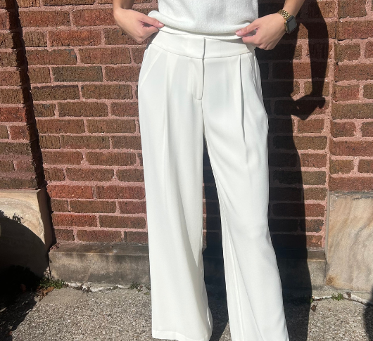 Drew - Eliza B Crepe Tuxedo Trouser in Ivory