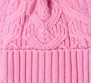 Echo - Loopy Cable Pom Hat in Candy Pink