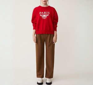 Suncoo - Pikilo Paris Logo Crewneck Sweater in Rouge