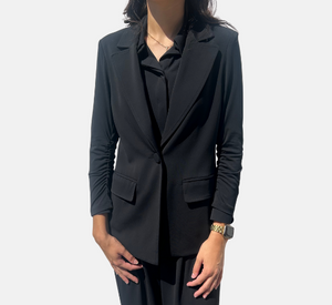 Iris - Jersey One-Button Jacket in Black