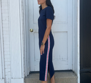 Elliot Lauren - Knit Dress with Stripes in Navy