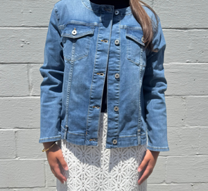 ELLIOT LAUREN - Denim Jacket Without Collar in Denim