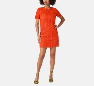 Trina Turk - Kimasu Short-Sleeve Lace Mini Dress in Red