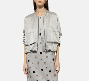 Luisa Cerano - Satin Blouson Jacket in Grey