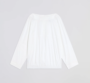 LIVIANA CONTI - Poplin Blouse with Elastic Hem in White
