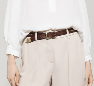 Luisa Cerano – Leather Belt with Studs in Espresso
