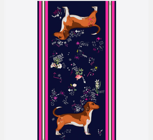 Vilagallo - Scarf with Dog Print in Navy, Red, and Olive Green