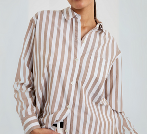 RAILS - Elsa Button Down Shirt in Russet White Stripe
