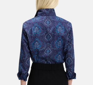 Sarah Alexandra - Indigo Girl Print Blouse in Blue Paisley