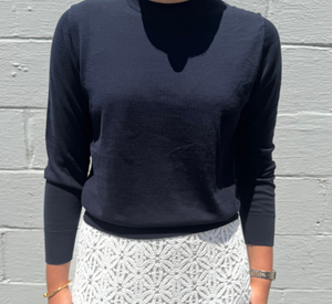 ELLIOT LAUREN - Long Sleeve Crew Sweater in Navy