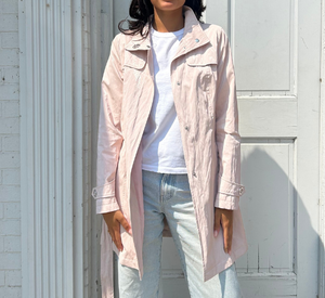 Nikki Jones - Shiny Trench Coat in Blush