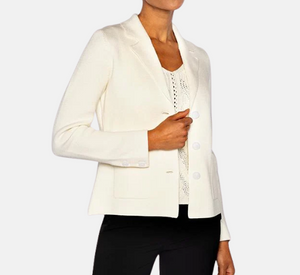 Kinross Cashmere – Fitted Collared Cardigan in Cream
