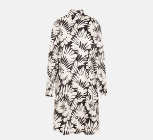 0039 Italy - Gracey Pattern Shirt Dress in Black and Cream