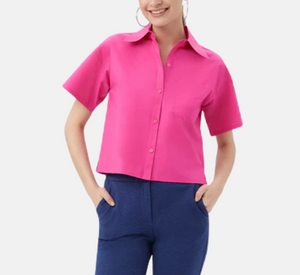 Trina Turk - Komore Cropped Button-Front Top in Trina Pink