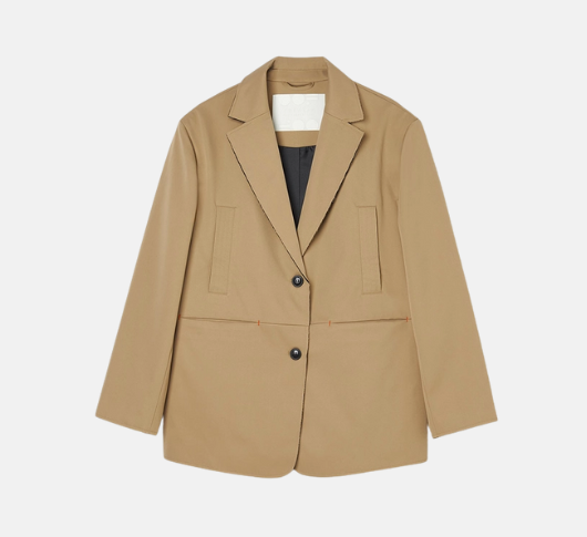 OOF - Bonded Fabric Blazer Jacket in Khaki