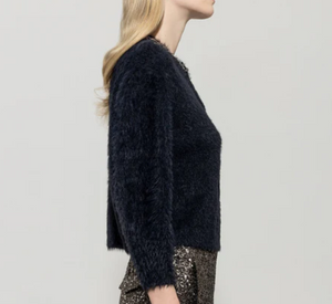 Luisa Cerano - Cardigan with Gunmetal Necklace in Black