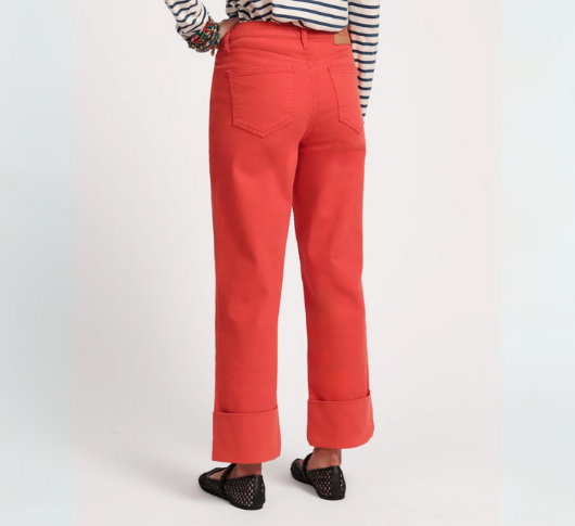 FRANCES VALENTINE - Straight Leg Cuffed Jean in Red