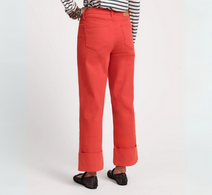 FRANCES VALENTINE - Straight Leg Cuffed Jean in Red