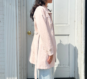 Nikki Jones - Shiny Trench Coat in Blush