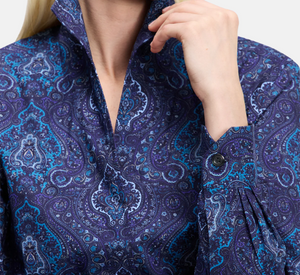 Sarah Alexandra - Indigo Girl Print Blouse in Blue Paisley