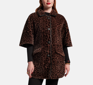 Frances Valentine - Nico Faux Fur Poncho in Brown Multi