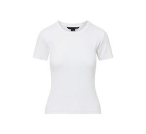 VERONICA BEARD - Ribbed Short Sleeve Tee in White