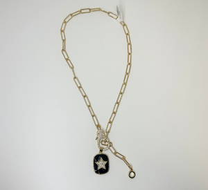 Elisabeth Pohle - Black Star Pendant Chain Necklace in Gold and Black